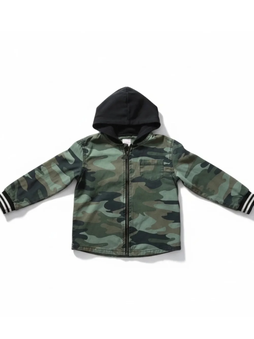 Wonder Nation Kids Green Camo Zip Jacket with Black Hood